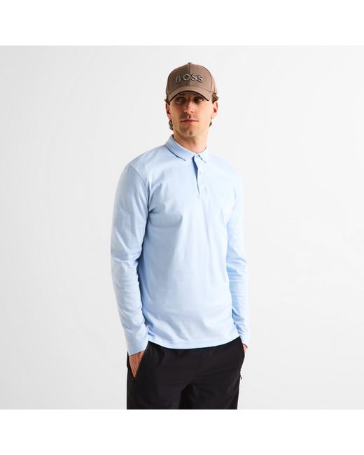 Boss Blue Pirol Long-Sleeve Polo Shirt, Timeless Design for men