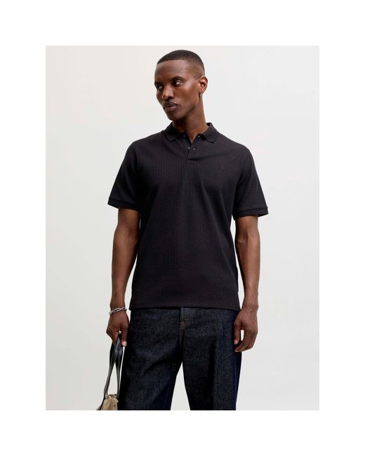 Jack & Jones Black Austin Short Sleeve Polo for men