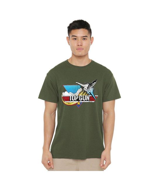 Other Green Top Gun Distressed Logo T Shirt Military for men