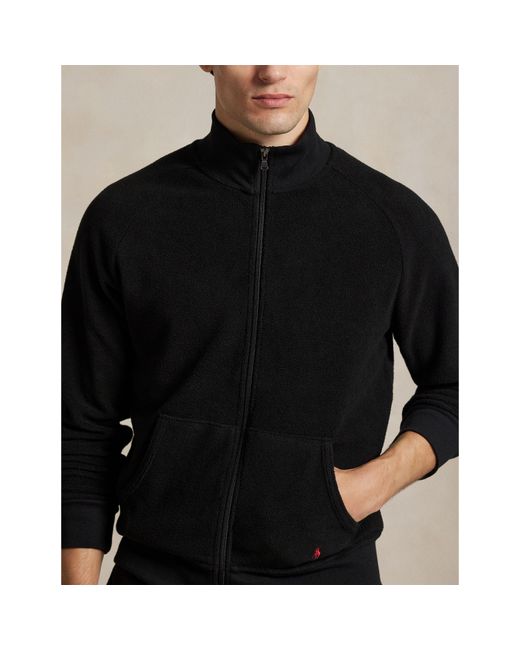 Polo Ralph Lauren Black Lounge Full-Zip Mock Neck Top for men