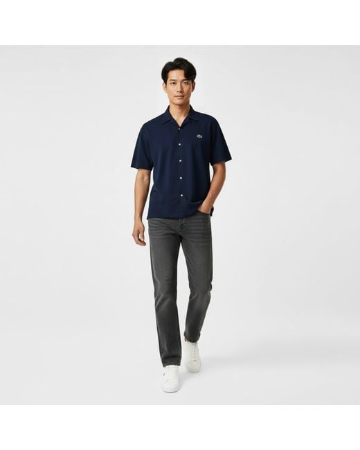 Lacoste Blue Short Sleeve Plain Shirt for men