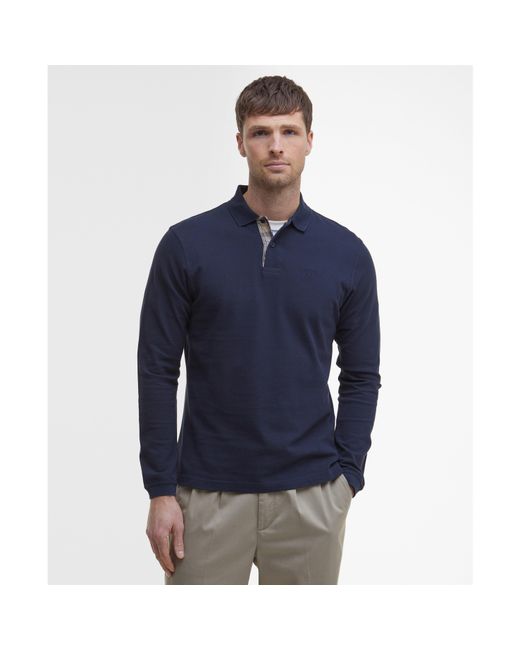 Barbour Blue Essentials Long Sleeve Polo Shirt for men