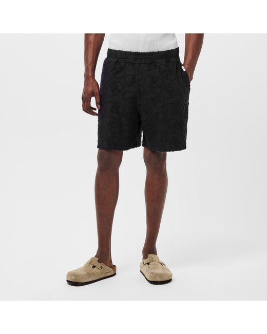 Represent Black Rep All-Over Towel Fabric Shorts for men