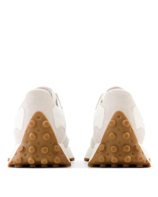 New Balance White 327 In Grey Suede/mesh