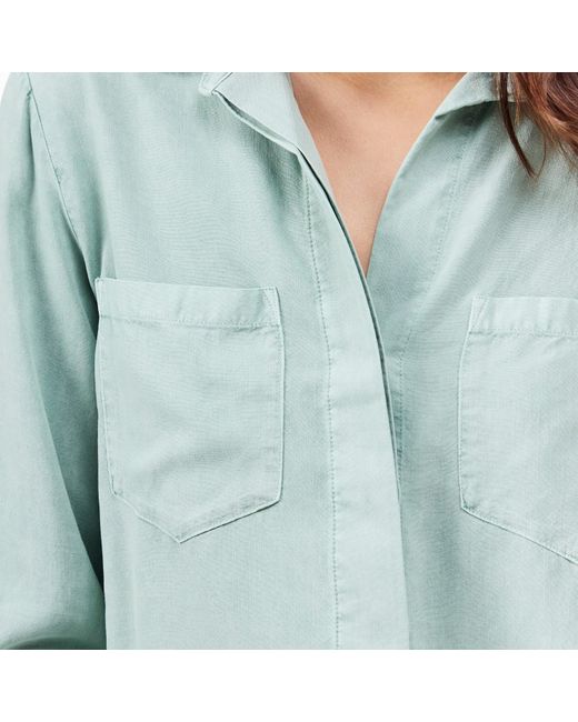 Bella Dahl Green Split Back Long-Sleeve Plain Shirt