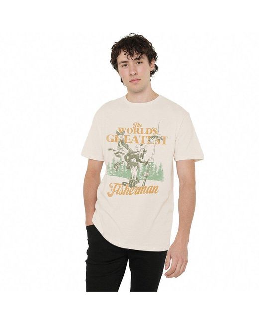 Disney Natural Mickey & Friends Greatest Fisherman Goofy Dad T-Sh for men