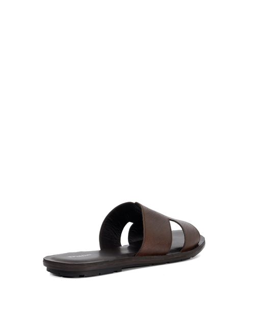 Dune Brown Itos Leather Flat Sandals for men