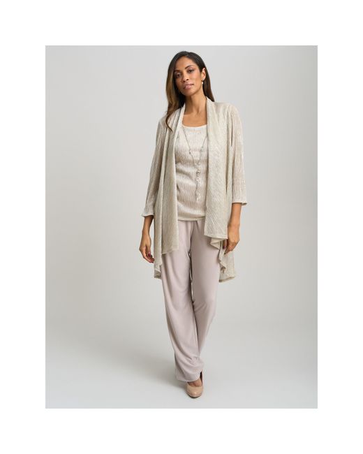 Gina Bacconi Natural Natasha 3 Piece Metallic Trouser Suit