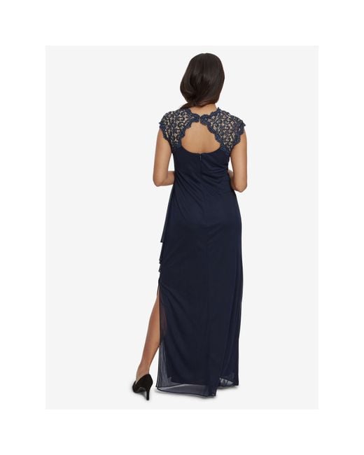 Gina Bacconi Blue Eleanor Maxi Mesh Dress With Cutout Back