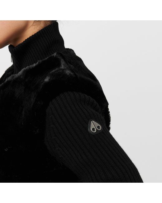 Moose Knuckles Black Dua Bunny Textured Relaxed Fit Cardigan