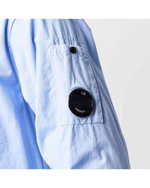 C P Company Blue Gabardine Lens Cotton Long Sleeve Overshirt for men