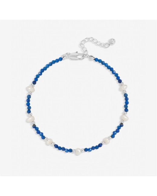 Inicio Blue Plated Lapis & Pearl Bracelet