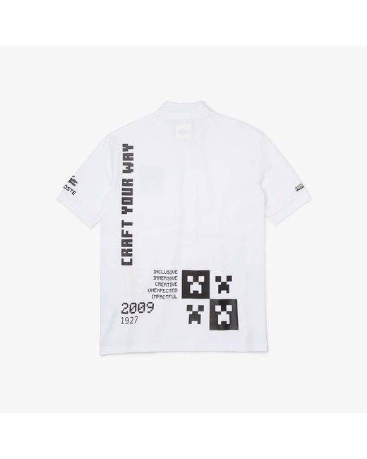 Lacoste White Live X Minecraft Polo Shirt for men