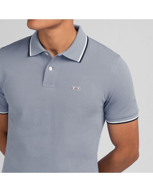 Eden Park Blue Plain Short-Sleeved Polo Shirt for men