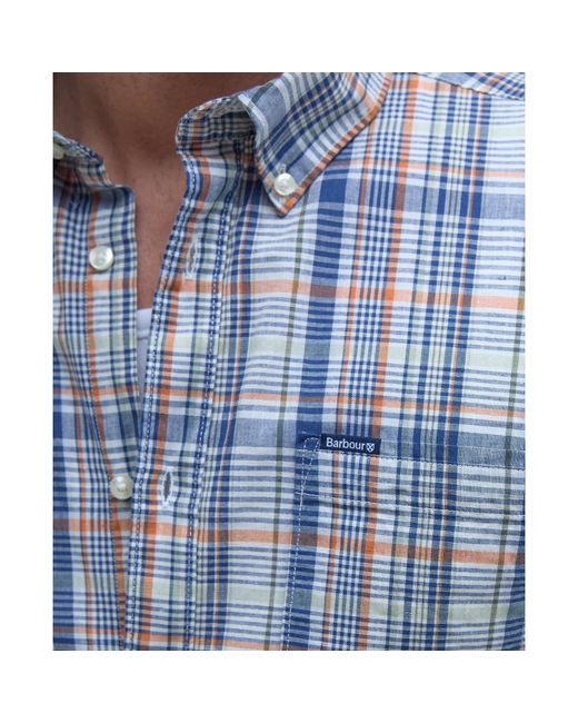 Barbour Blue Elton Short-Sleeve Patterned Shirt for men