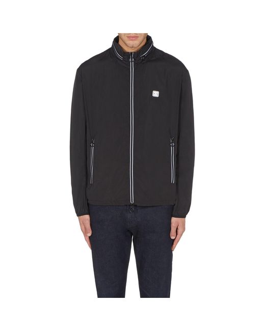 ARMANI EXCHANGE Black Patch Logo Long Sleeve Zip Harrington Jacket for men