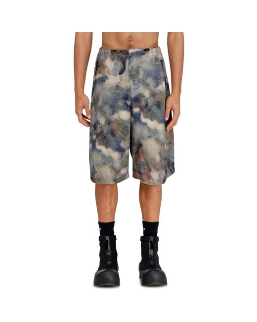 DIESEL Gray Woven Tracksuit Shorts for men