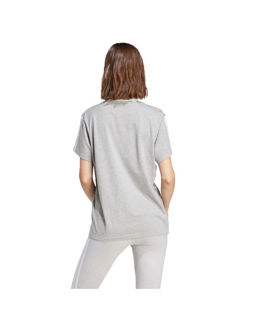 Adidas Gray Essentials 3 Stripe T-Shirt