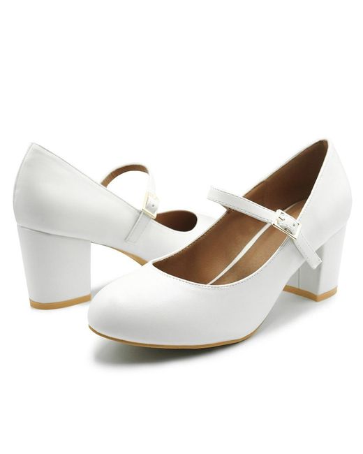 Where's That From White Araceli Block Heel Pumps