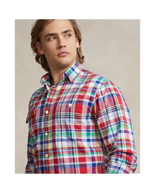 Polo Ralph Lauren Red Oxford Check Shirt for men