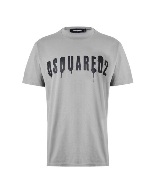 DSquared² Gray Spray Logo T Shirt for men