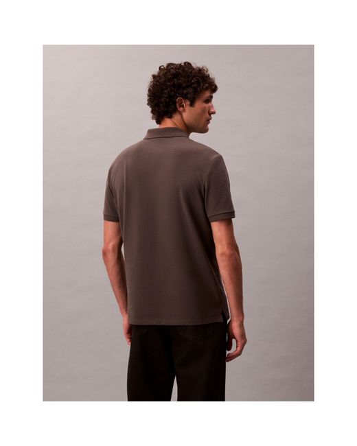 Calvin Klein Brown Ckj Pique Short-Sleeve Polo Shirt for men