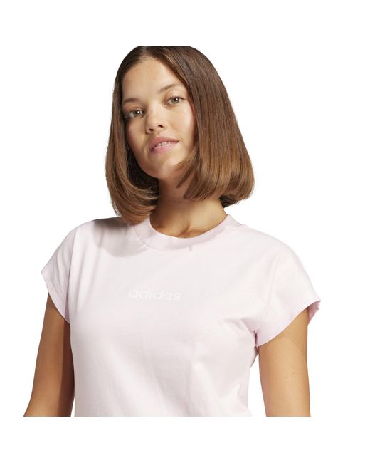 Adidas White Essentials Linear Cotton T-Shirt
