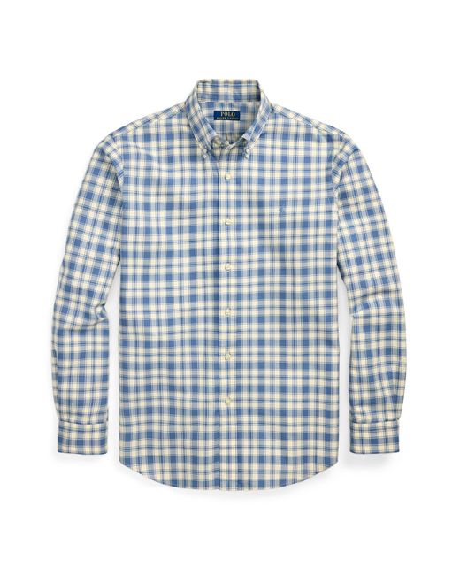 Polo Ralph Lauren Blue Custom Fit Plaid Oxford Shirt for men
