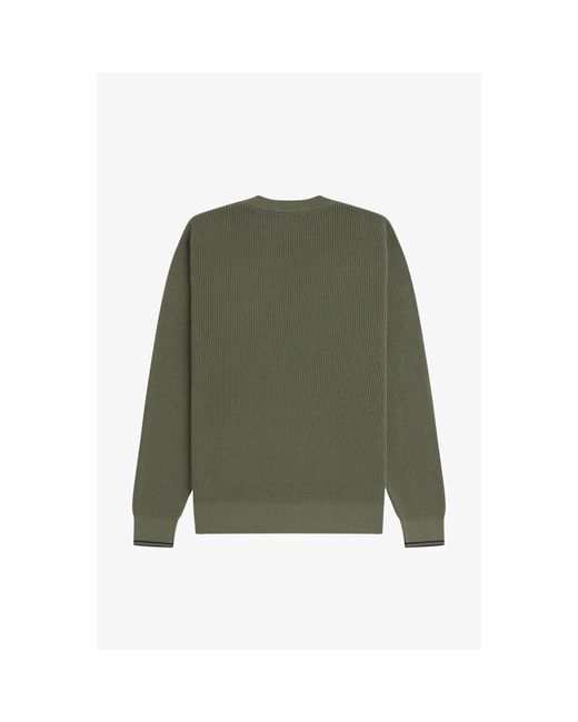 Fred Perry Green Crew Neck Jumper for men