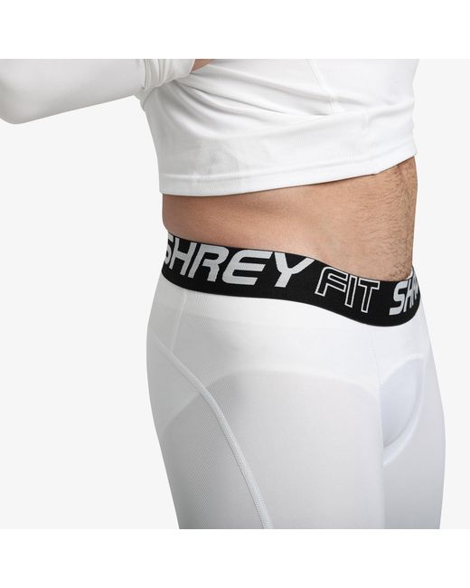 Shrey White Intense Baselayer Shorts for men