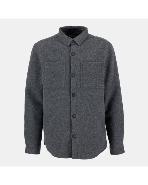Barbour Gray Marlow Wool Long Sleeve Overshirt for men