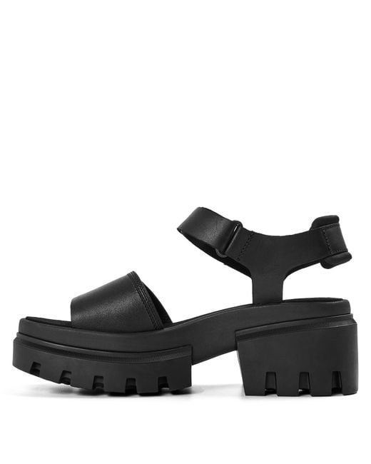 Timberland Black Everleigh Flatform Sandal