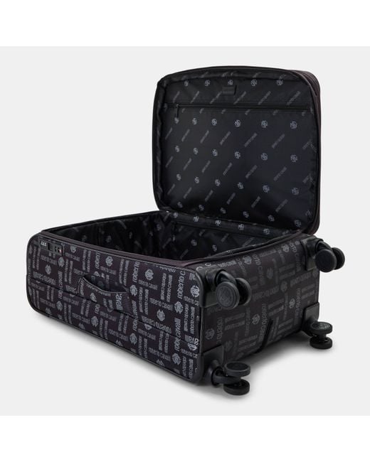 Roberto Cavalli Black Jacquard Soft Suitcase