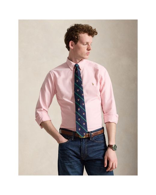 Polo Ralph Lauren Pink Slim Fit Oxford Long Sleeve Shirt for men