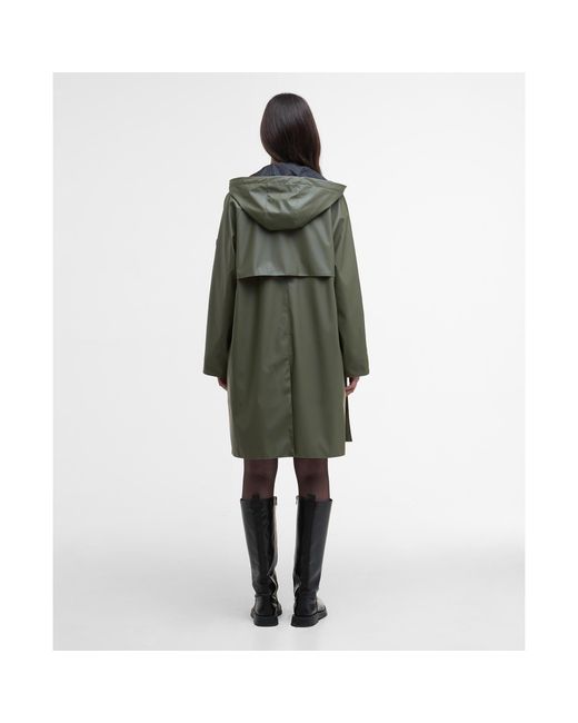 Barbour Green Recoleta Hooded Long Sleeve Knee Length Rain Anorak