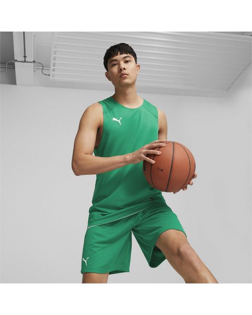 PUMA Green Hoops Team Reverse Practice Performance Basketball Jersey for men