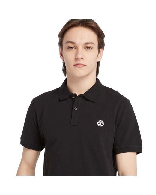 Timberland Black Oyster River Logo Short Sleeve Polo Shirt for men