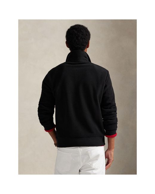 Polo Ralph Lauren Black Quarter Zip Fleece Pullover for men