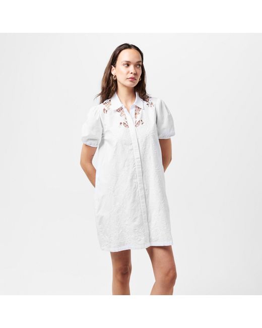 French Connection White Cambria Shirt Mini Dress
