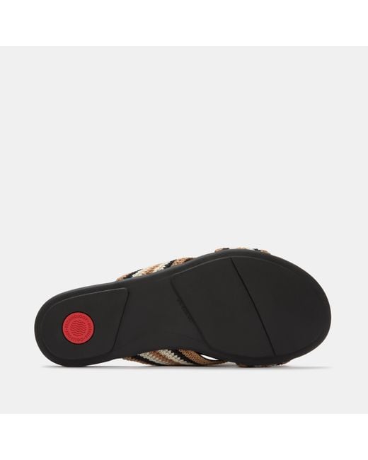 Fitflop Brown Gracie Stripe-Webbing Cross Slides