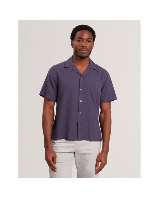 Ted Baker Blue Patterned Short Sleeve Shirt for men