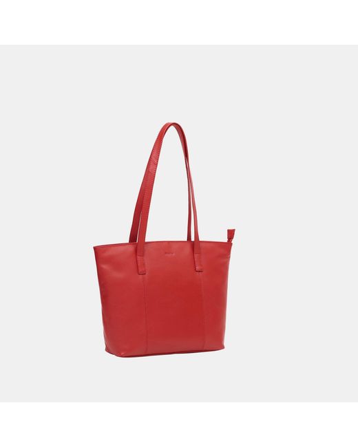 Firetrap Red Work Leather Zip Tote Bag