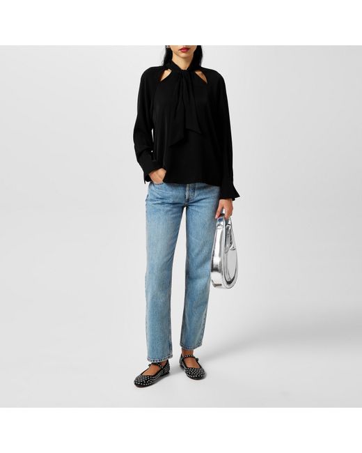 French Connection Black Carmen Long-Sleeve Blouse