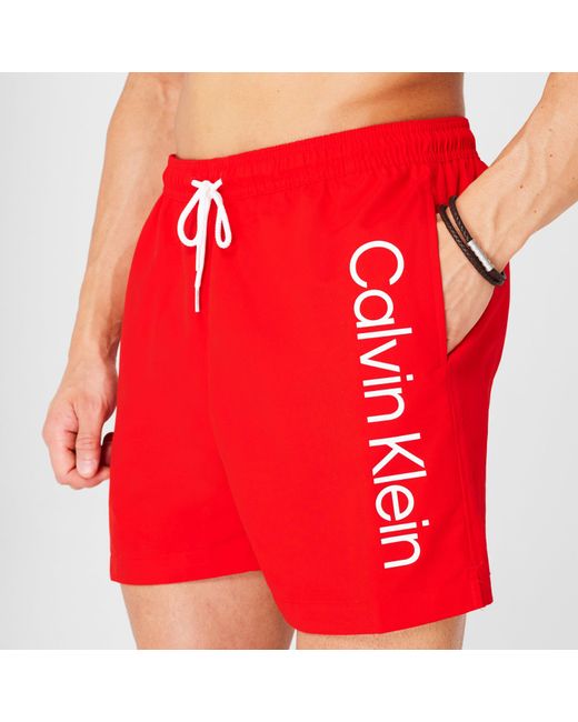 Calvin Klein Red Large Logo Shorts for men