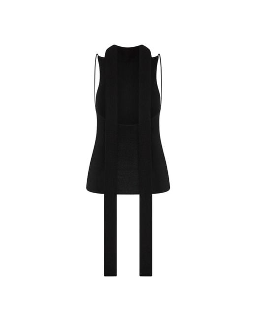 St. Agni Black Scarf Detailed Knitted Top