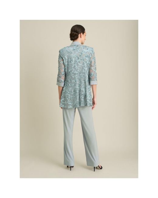 Gina Bacconi Blue Joelle Embroidered 2 Piece Trouser Suit