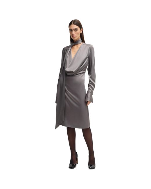 Boss Gray Bascarva Relaxed Fit T-Shirt Dress