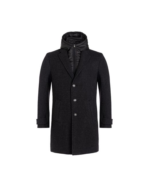Eden Park Black Dark Prince Of Wales Pattern Wool Coat for men
