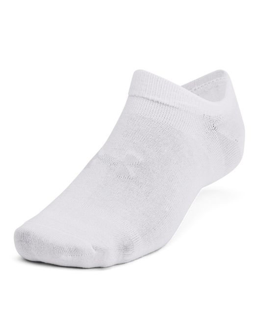 Under Armour White Essential 6-Pack No-Show Socks Halo