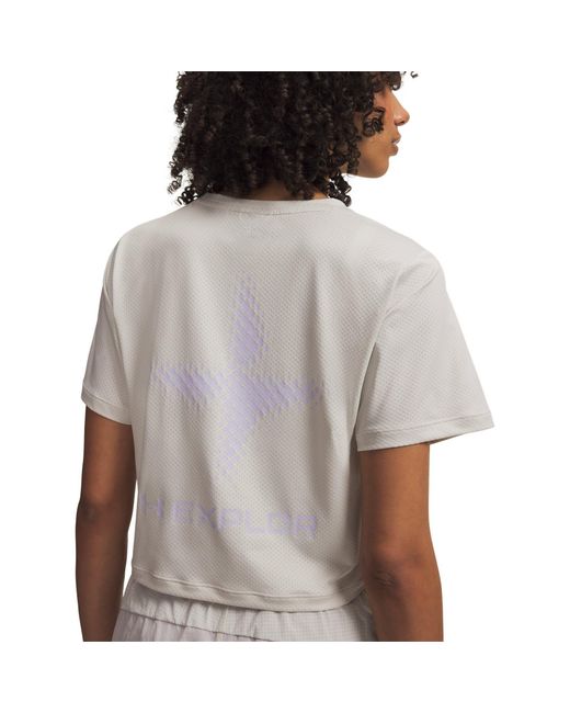 Under Armour White Explor Trail Run Graphic Short Sleeve Summit Crest